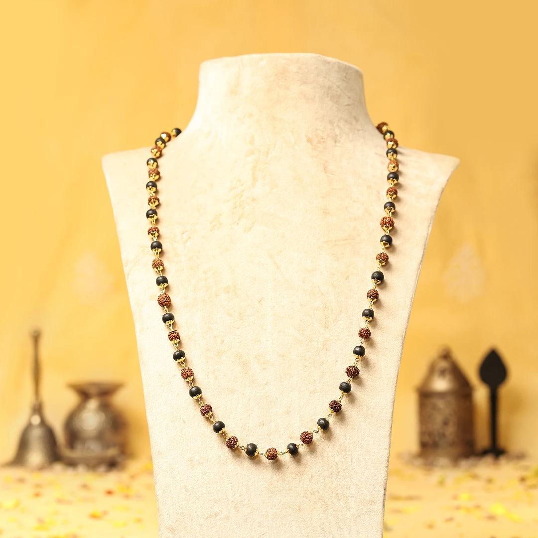 925 Pure Sterling Silver Karungali & Rudraksha Malai