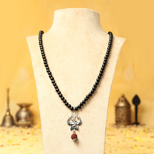 Karungali Malai with Shiv Trishul & Rudraksha Pendant