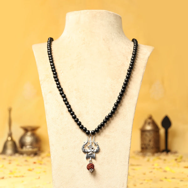 Karungali Malai with Shiv Trishul & Rudraksha Pendant