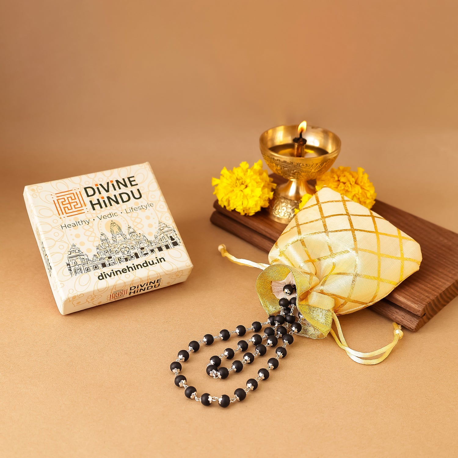 Karungali Malai Silver Cap Necklace with Govt. Certified New