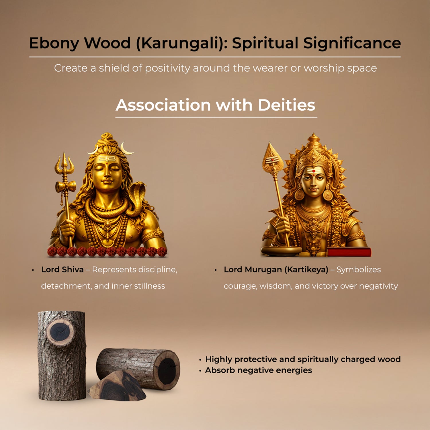 Divine Hindu Goddess Kali Maa Karungali Idol – Ebony Wood