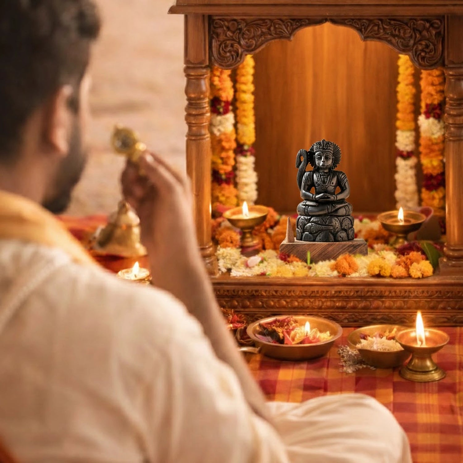 Divine Hindu Lord Hanuman Ji Karungali Idol – Ebony Wood