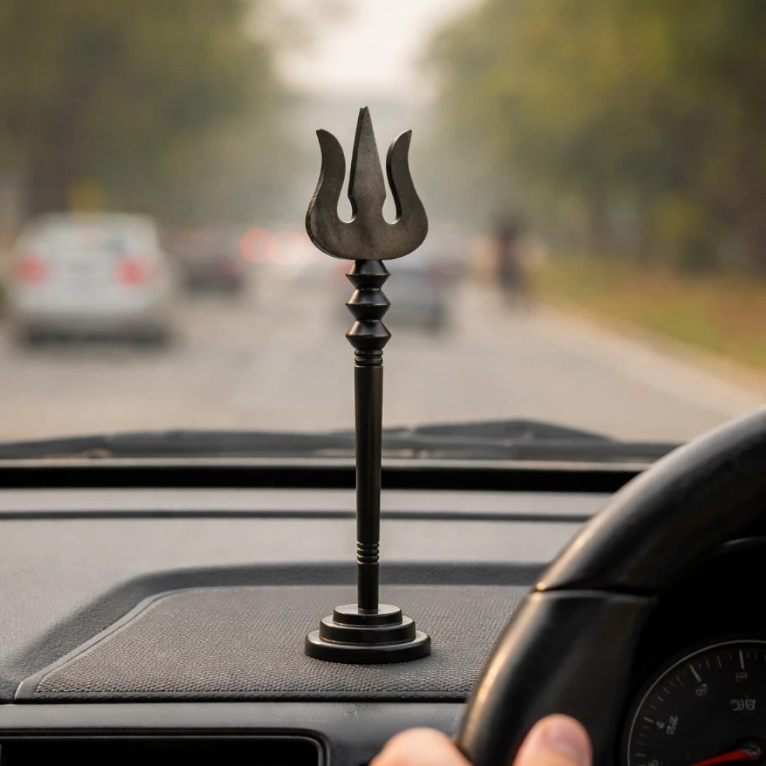 Karungali Shiva Trishool with Base - Crafted from Natural Ebony Wood