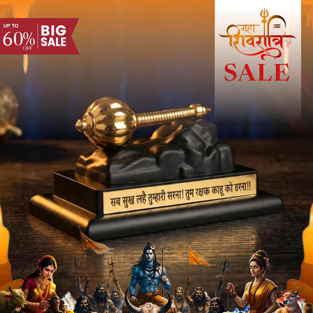 Hanuman Gada Gold Plated with Base