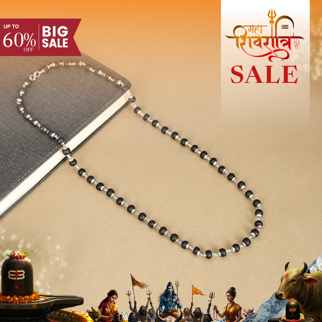 Karungali Malai Silver Cap Necklace with Govt. Certified