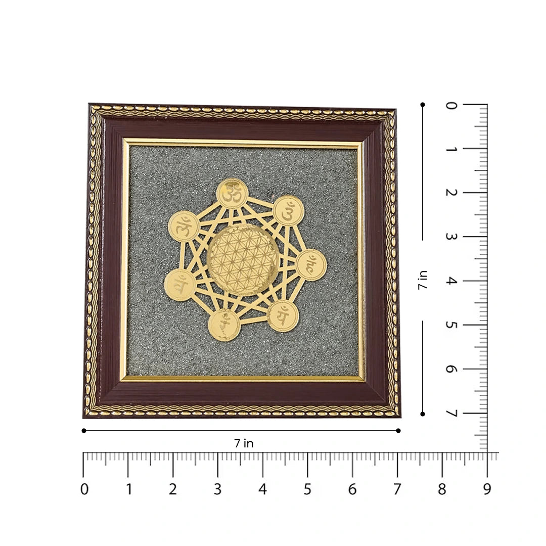 7 Chakra Raw Pyrite Frame for Energy Balance & Wealth Flow