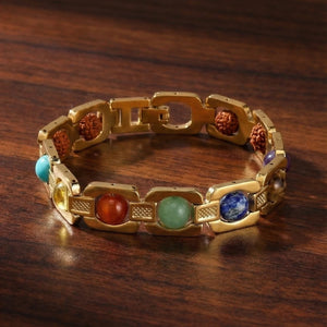 7 Chakra Link Chain Bracelet with Rudraksha