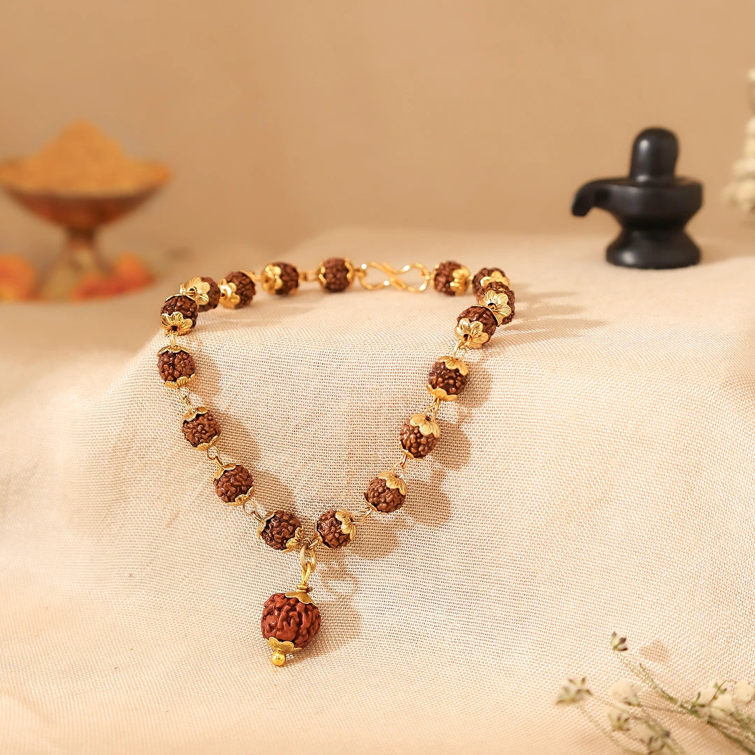 Golden Cap 5-Mukhi Rudraksha – Lab Certified