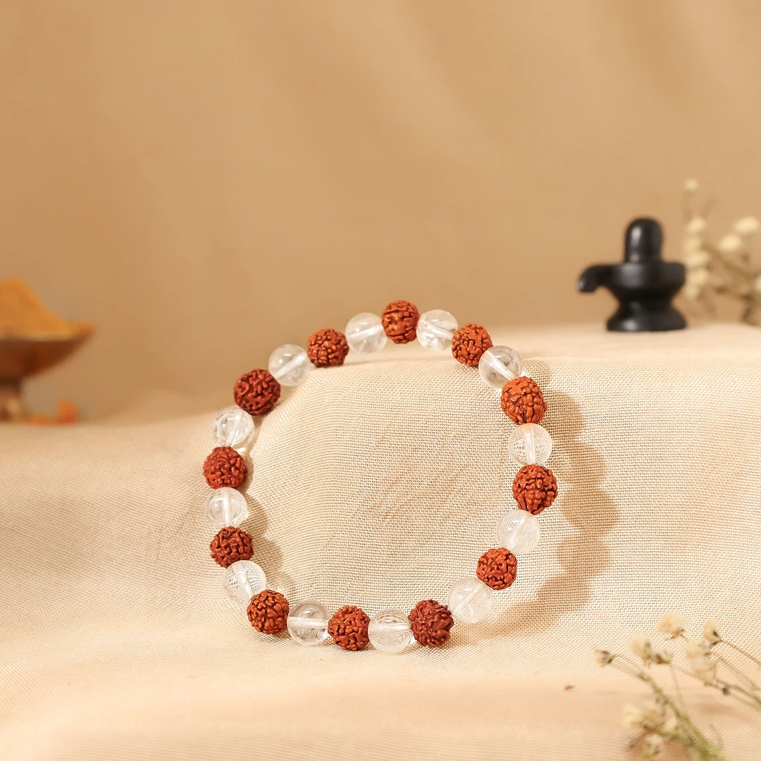 Clear Quartz with Rudraksha Bracelet