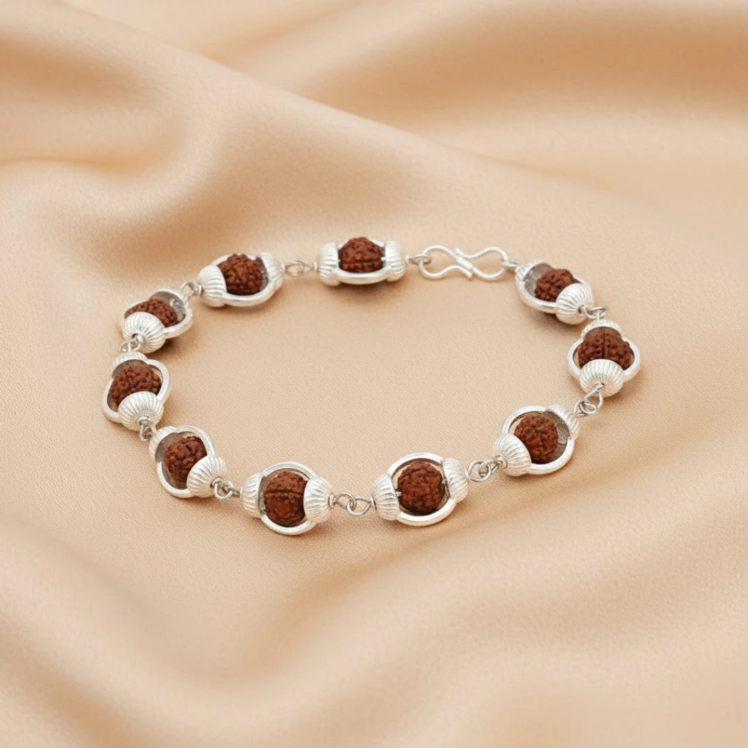 Rudraksha Bracelet With Silver Caps