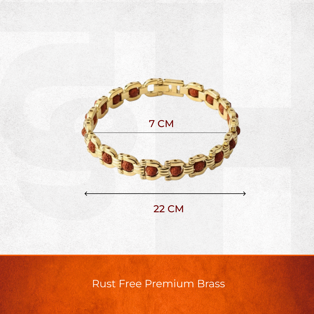 Semi Circle Gold Plated Rudraksha Bracelet