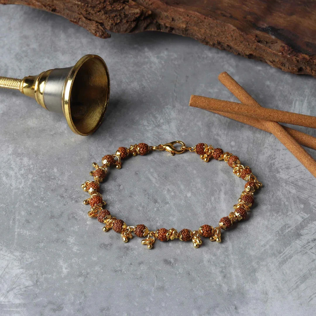 Gold Plated Rudraksha Bracelet For Women