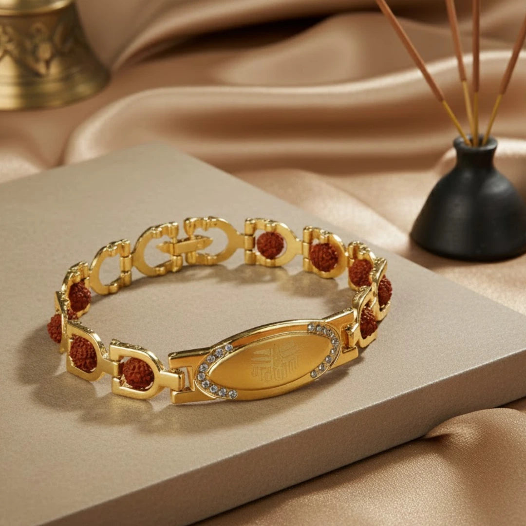 Gold Plated Mahakal Rudraksha Bracelet