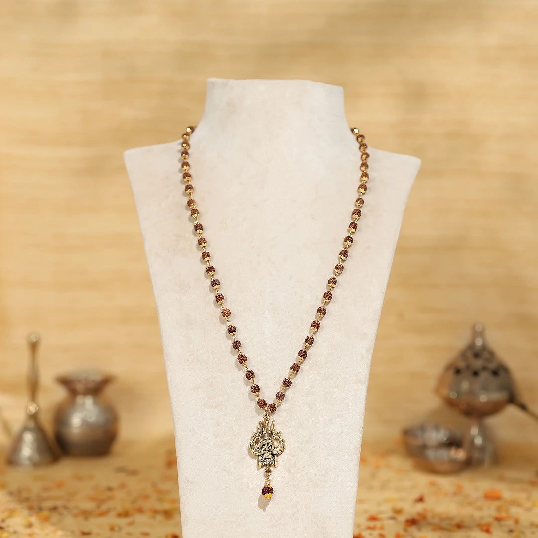 OM Shiva Trishool Rudraksha Necklace 54 Beads
