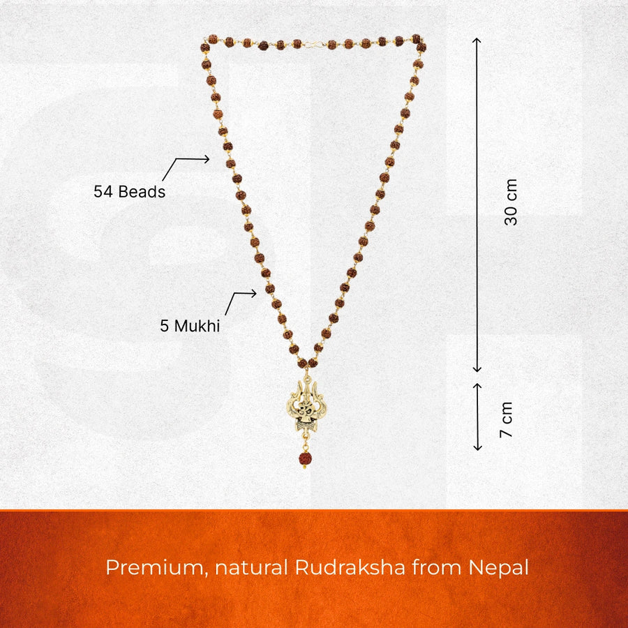 OM Shiva Trishool Rudraksha Necklace 54 Beads - view 5