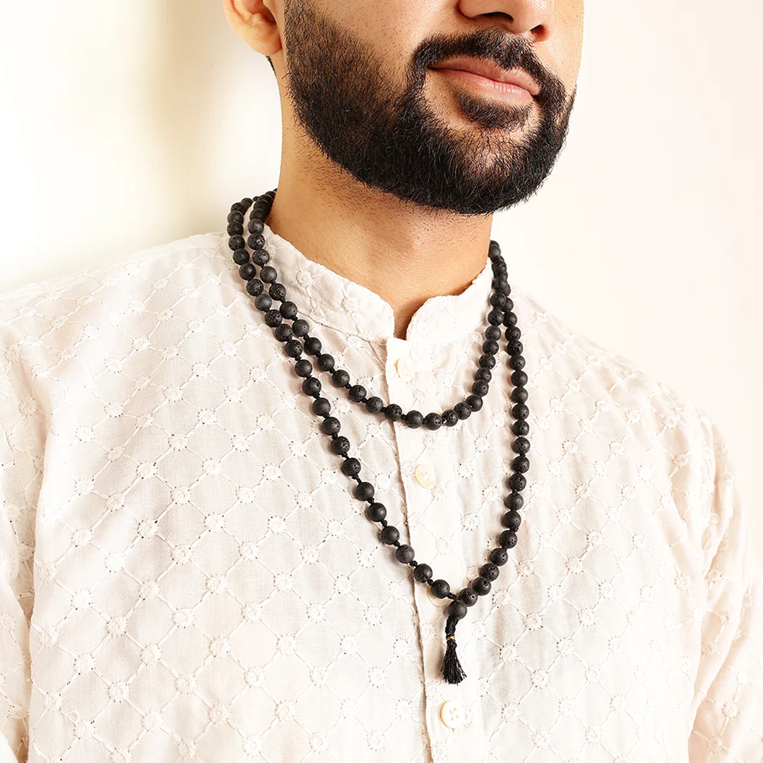 Lava Stone Mala & Bracelet Combo