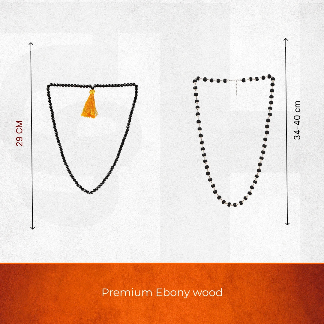 Original Karungali Malai 108-Beads & Karungali Malai Silver cap Combo with Govt. Certification