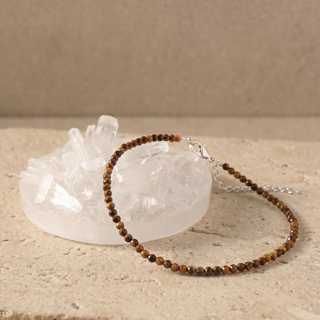 Tiger Eye Anklet for Confidence and Courage with Free Selenite Combo