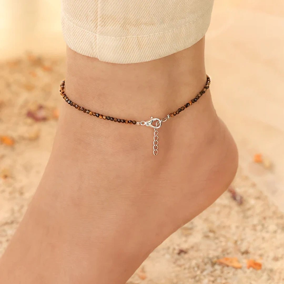 Tiger Eye Anklet for Confidence and Courage with Free Selenite Combo