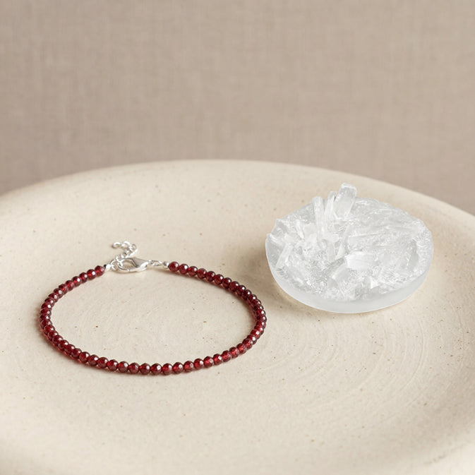 Red Garnet Anklet Plate for Energy and Motivation with Free Selenite Combo
