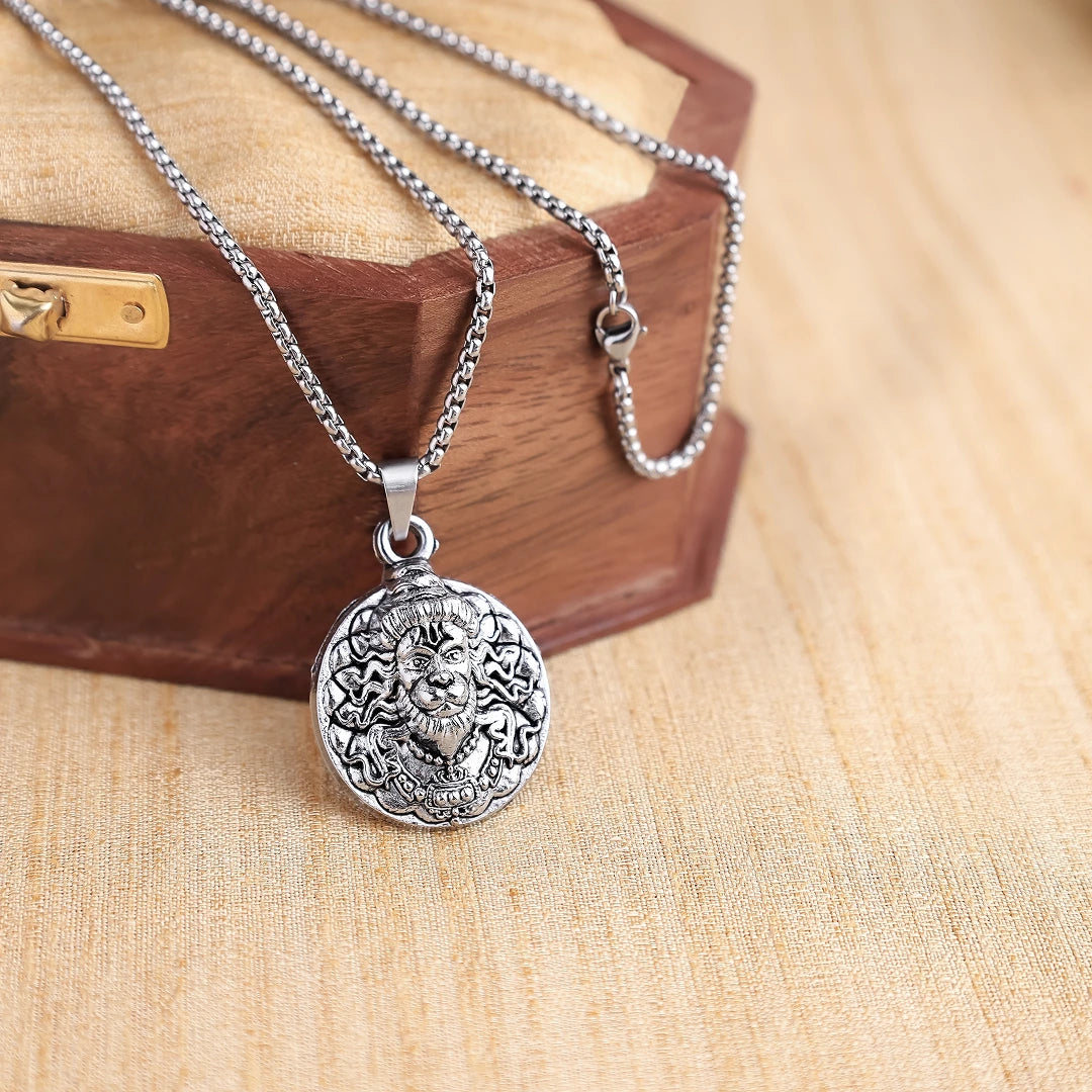 Silver Plated Bajrangbali Mukh Pendant