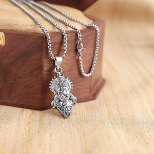 Silver Plated Hanuman Ji Face Pendant