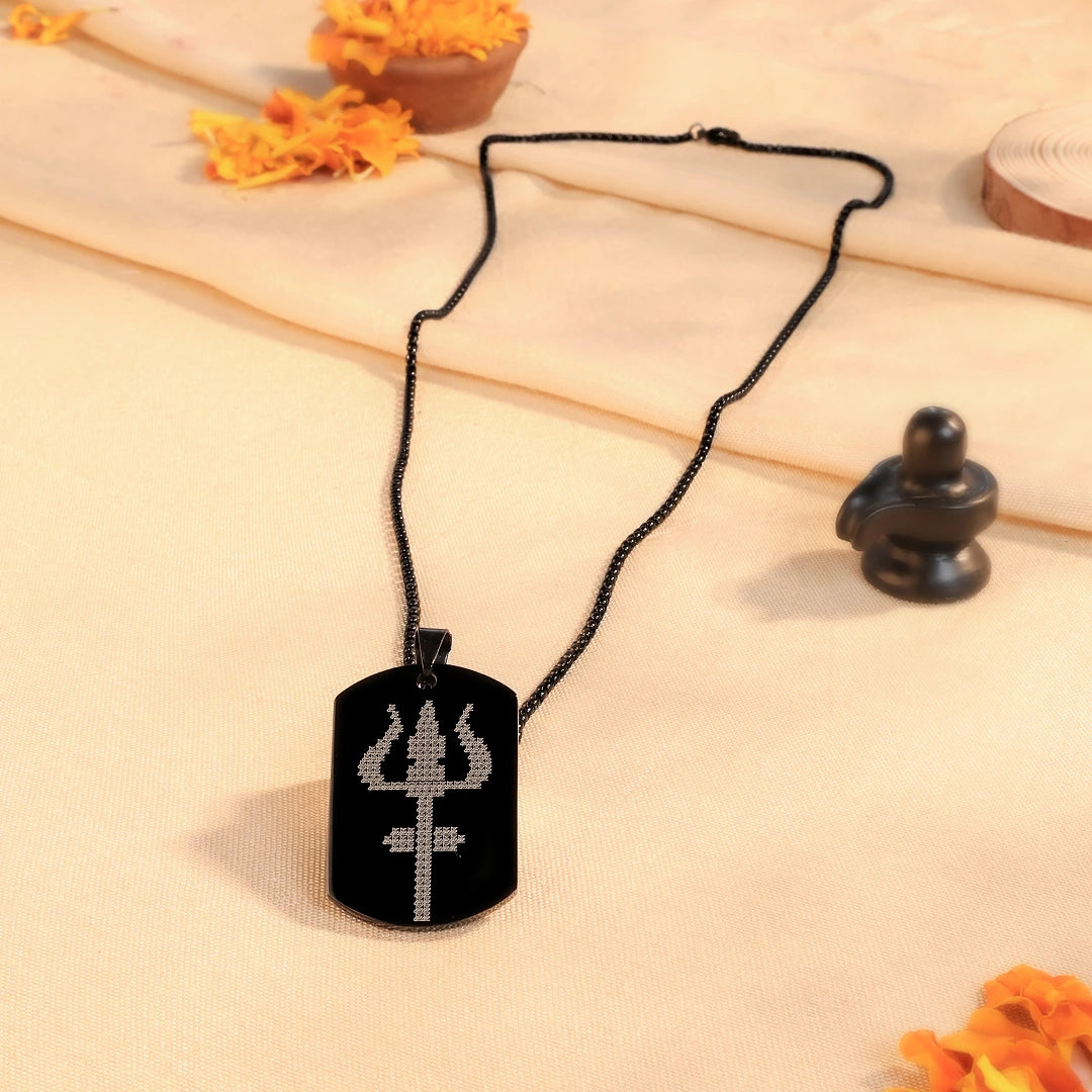 Oxidized Black Mahadev Trishul Pendant