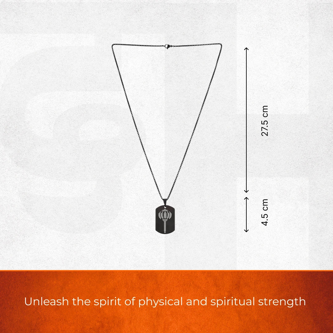 Oxidized Black Hanuman Gadha Pendant