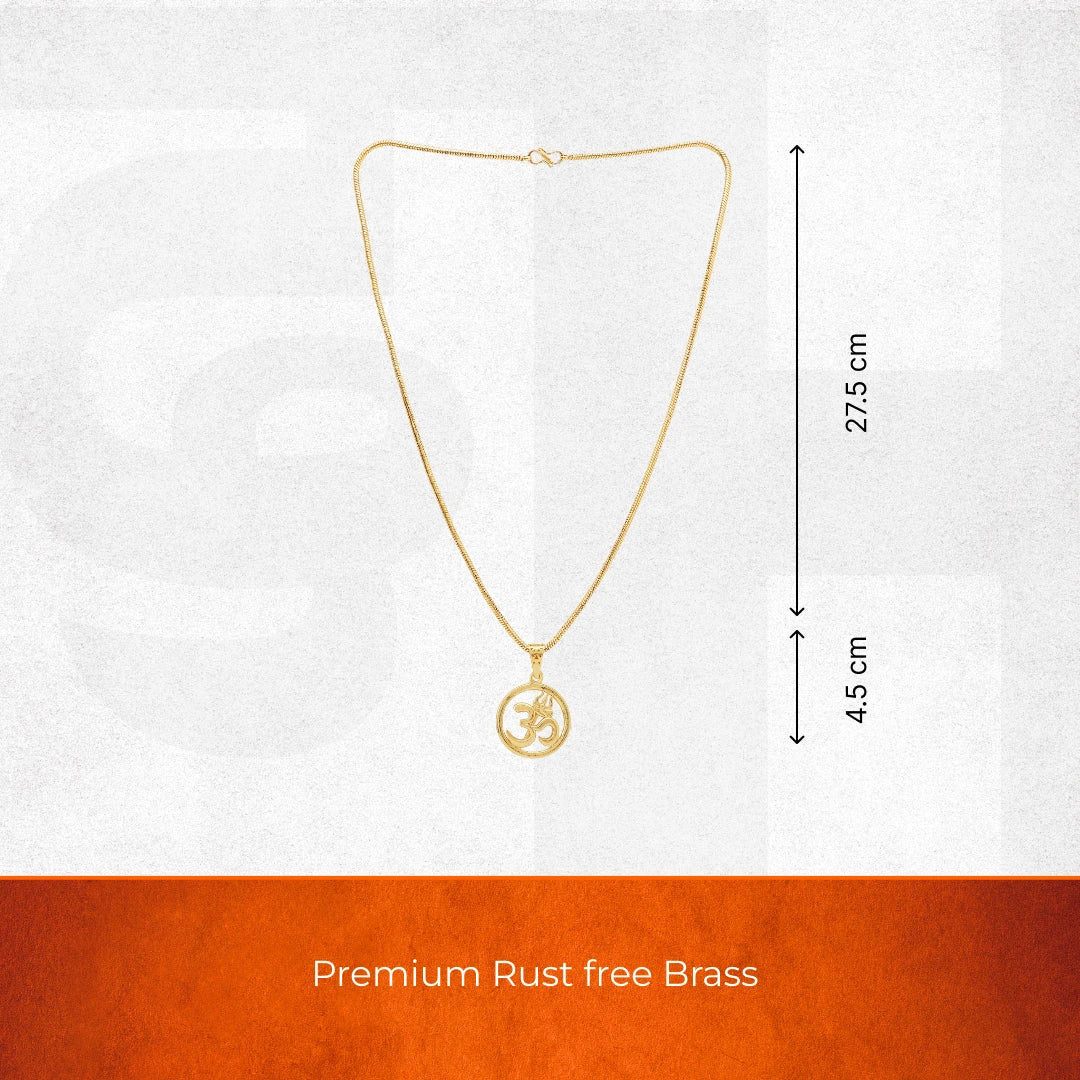 Gold Plated Om Circle Pendant Necklace