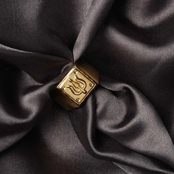 Divine Gold Plated Mahadev Trishul Ring