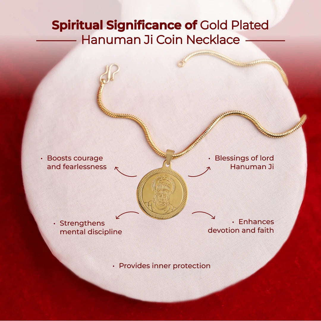 Gold Plated Hanuman Ji Coin Necklace