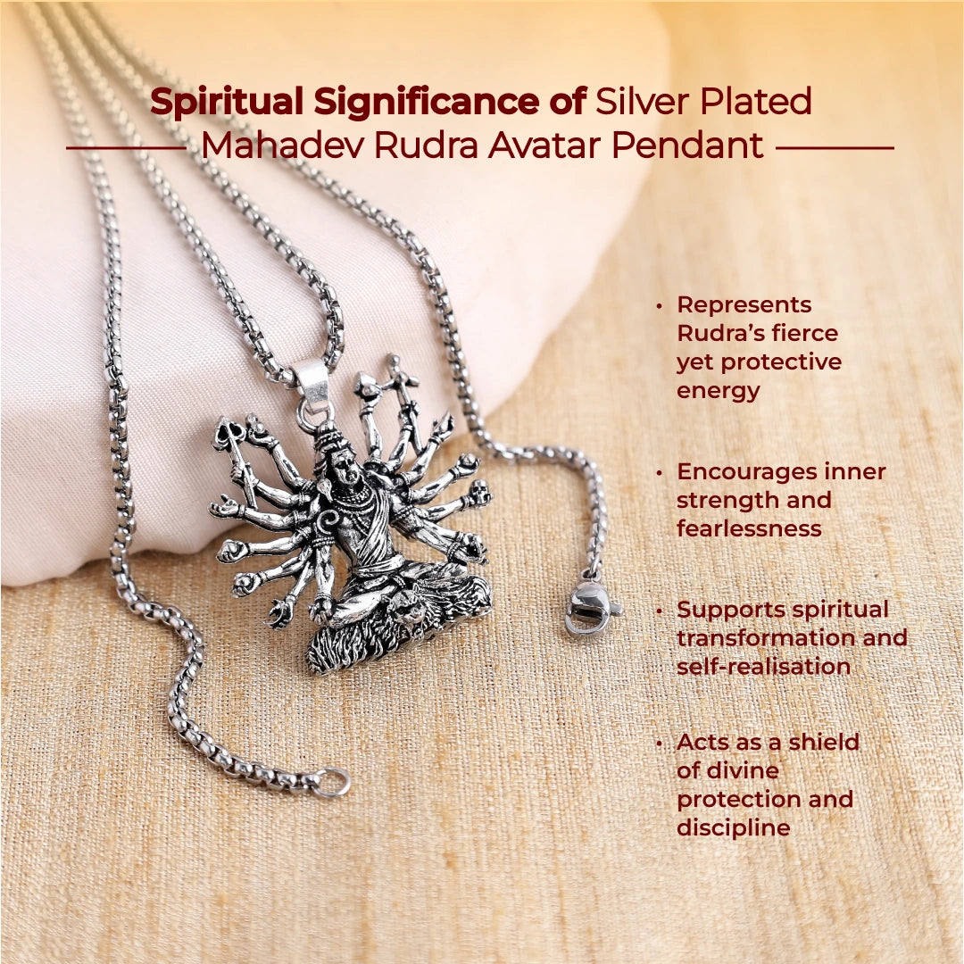 Silver Plated Mahadev Rudra Avatar Pendant