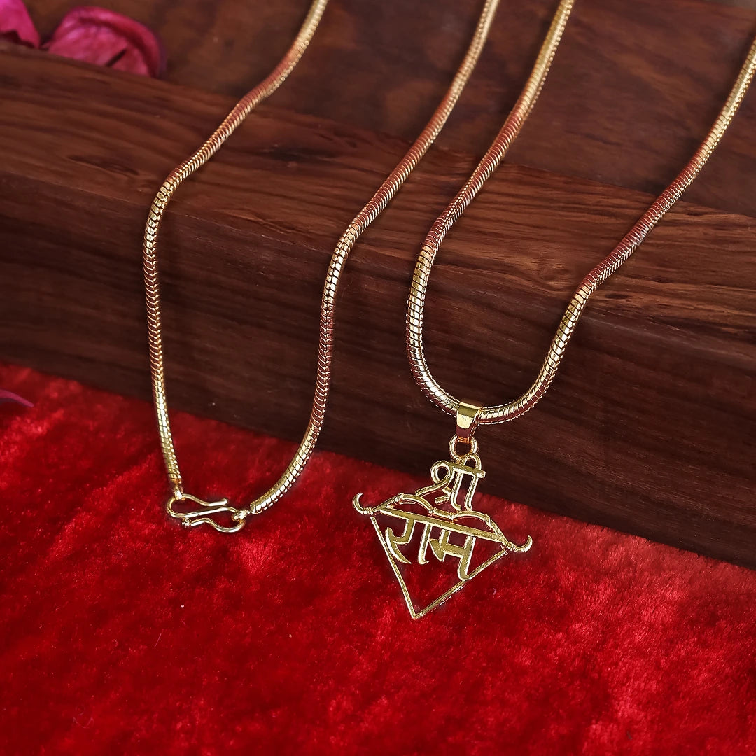 Gold Plated Ram Baan Dhanus Pendant Necklace