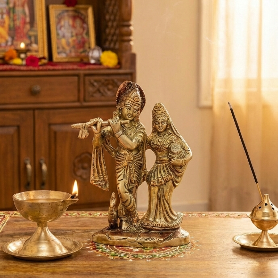 Lord Radha Krishna Brass Idol