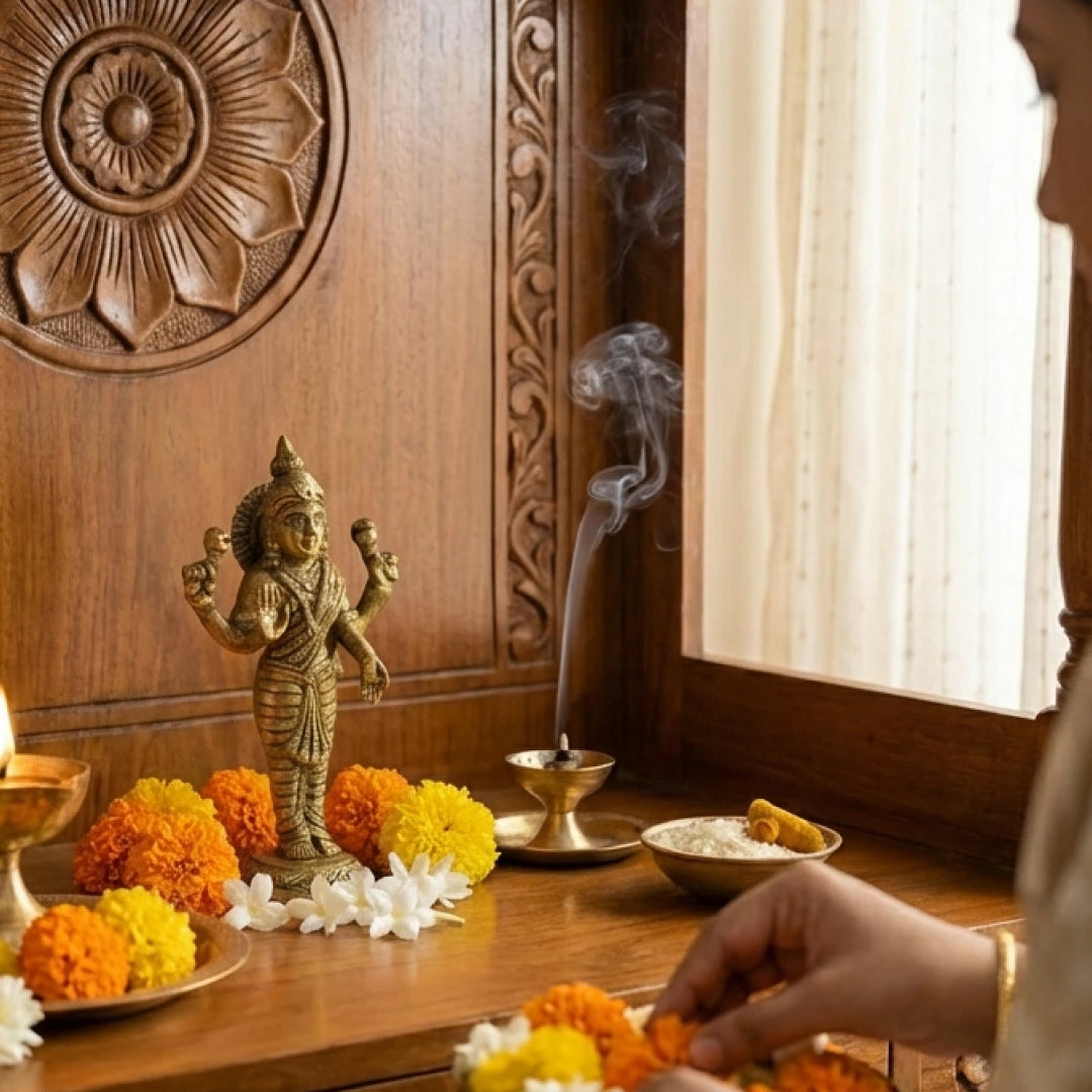 Goddess Lakshmi Brass Idol