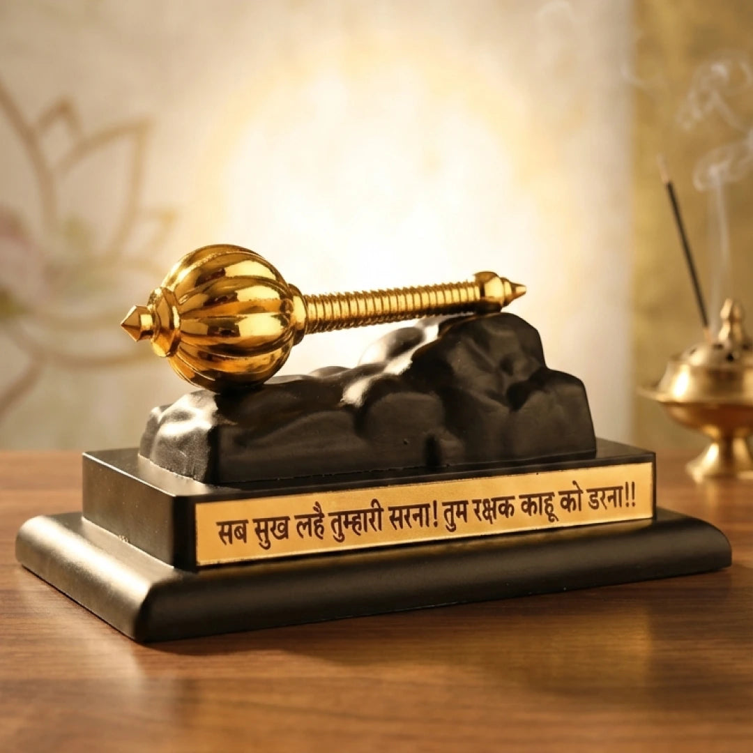 Hanuman Gada Gold Plated with Base