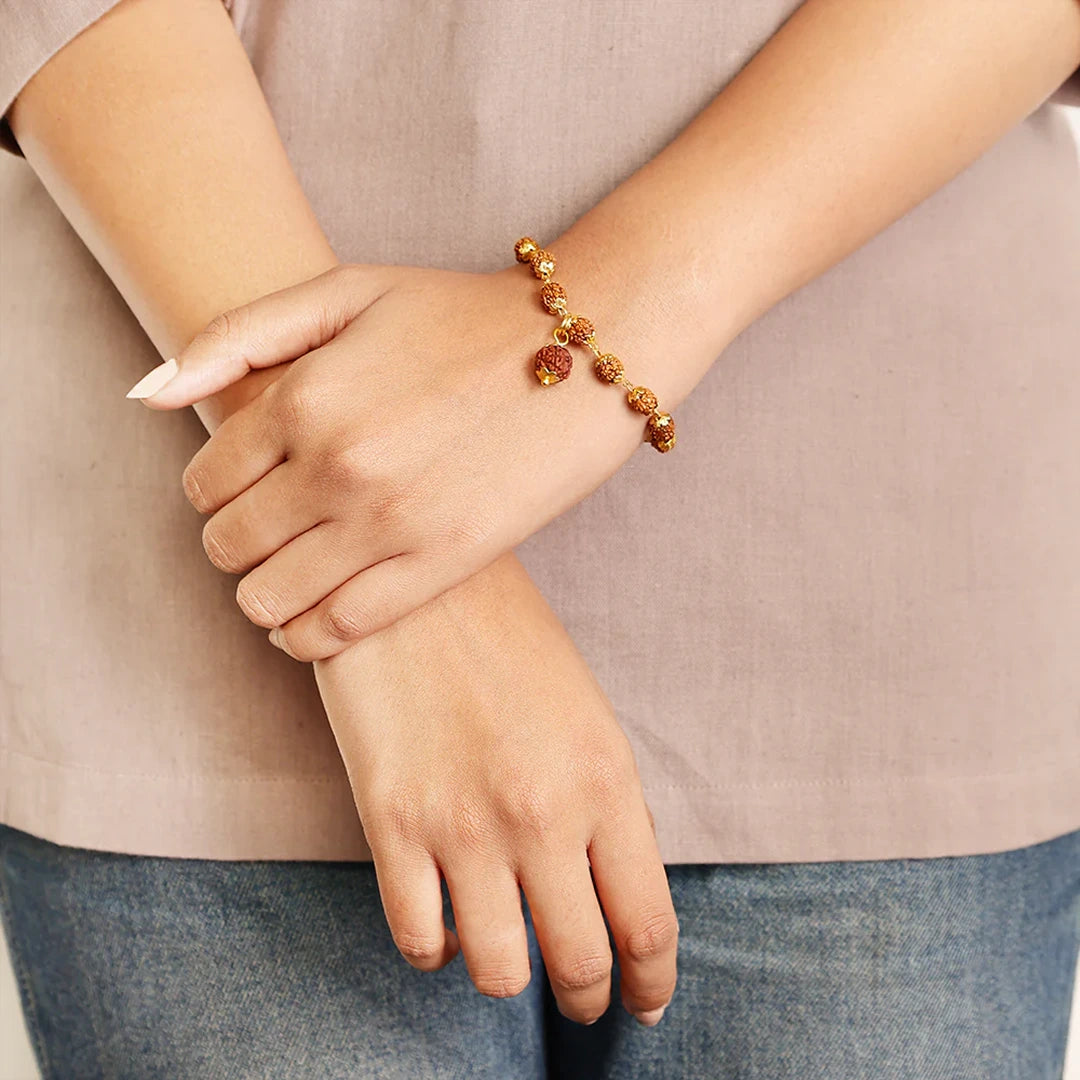 Golden Cap 5-Mukhi Rudraksha – Lab Certified