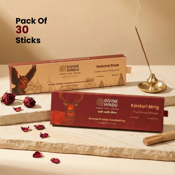 Natural Rose & Kasturi Mrig Fragrance Agarbatti / Incense Sticks (Pack of 30)