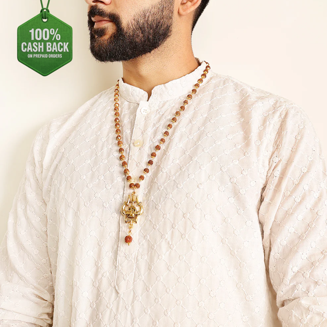 OM Shiva Trishool Rudraksha Necklace 54 Beads