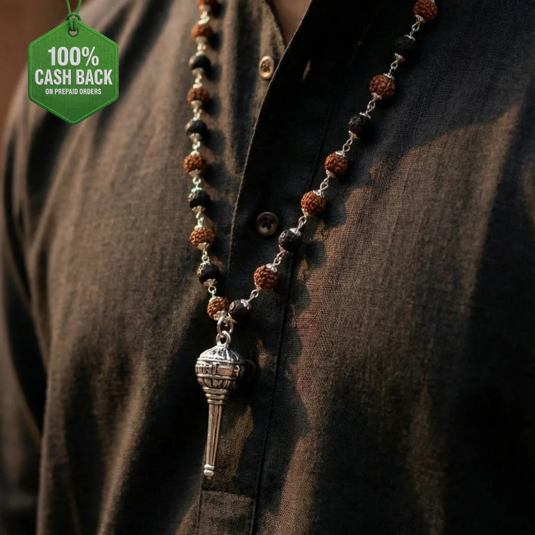 Rudraksha Karungali Malai with Hanuman Gada