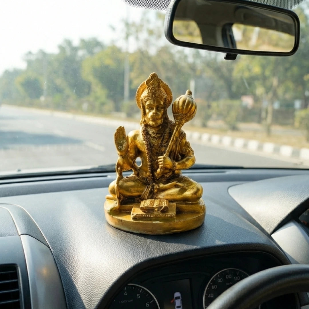 Gold Finish Resin Lord Hanuman Ji: For Home, Office & Car