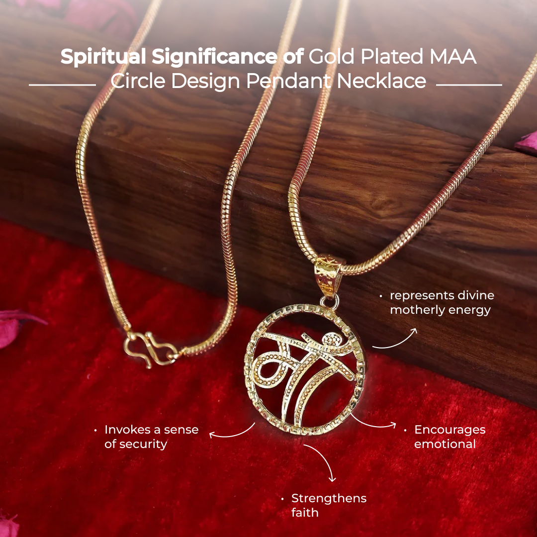 Gold Plated MAA Circle Design Pendant Necklace