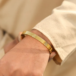 Om Engraved Gold Plated Cuff Bracelet