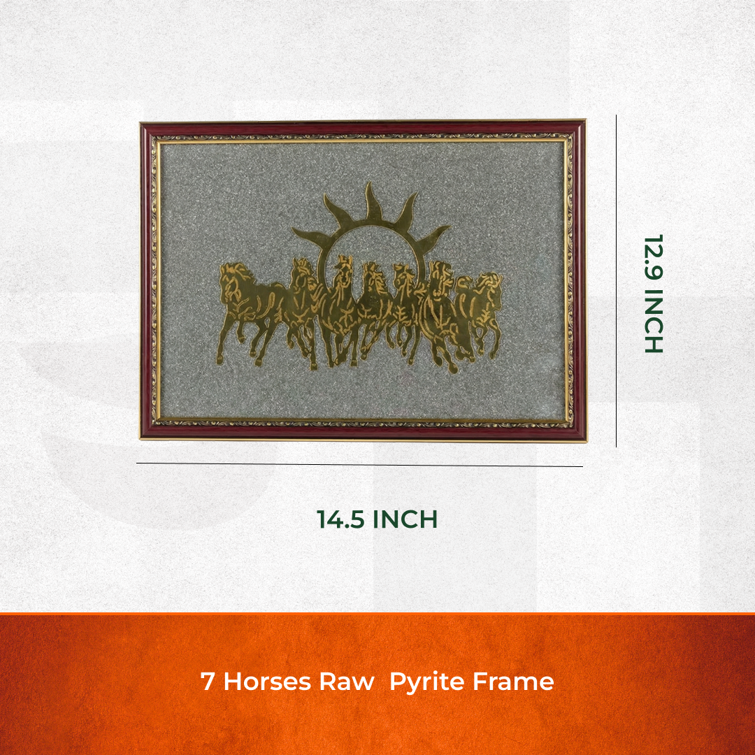 7 Horses Raw Pyrite Frame for Vastu & Prosperity - Extra Large Size