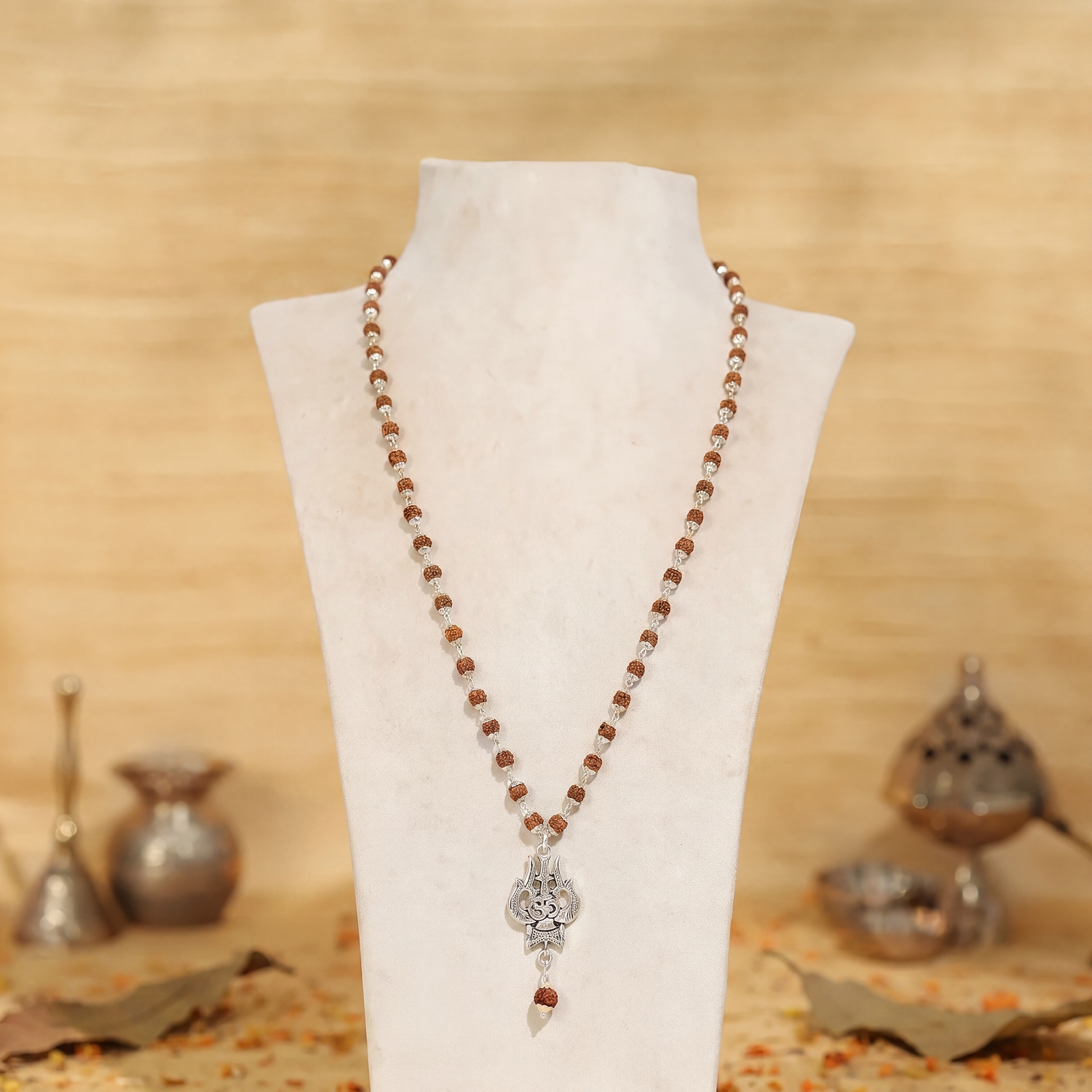 OM Shiva Trishool Rudraksha Necklace 54 Beads