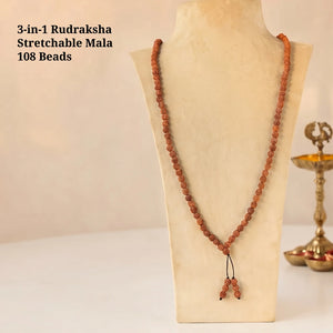 3-in-1 Rudraksha Stretchable Mala 108 Beads