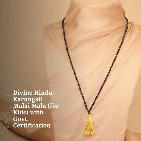 Divine Hindu Karungali Malai Mala (for Kids) with Govt. Certification