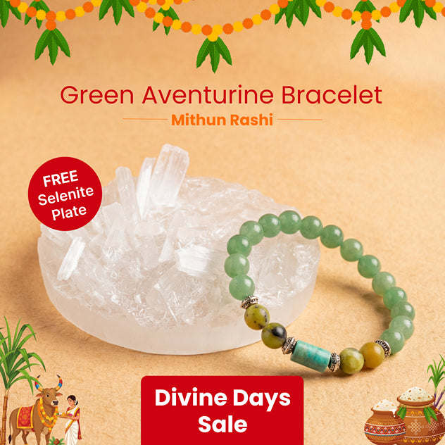 Gemini (Mithun Rashi) Stone Bracelet with FREE Raw Selenite Plate