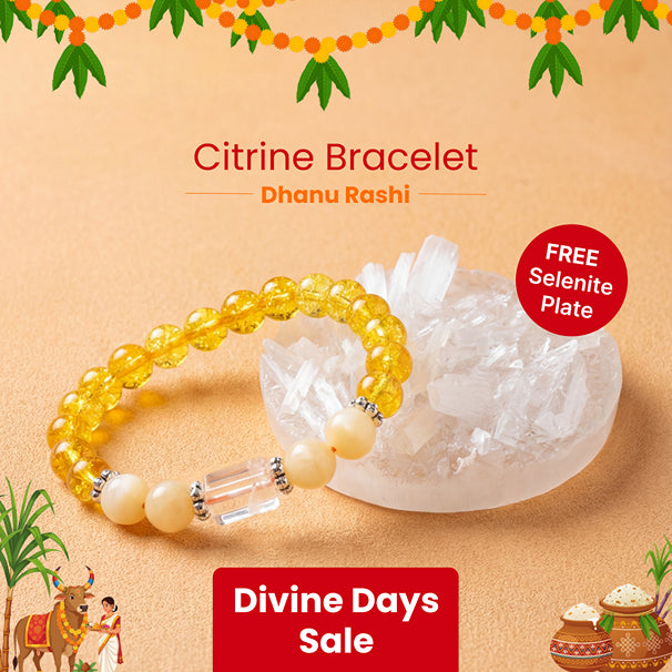 Sagittarius (Dhanu Rashi) Stone Bracelet with FREE Raw Selenite Plate