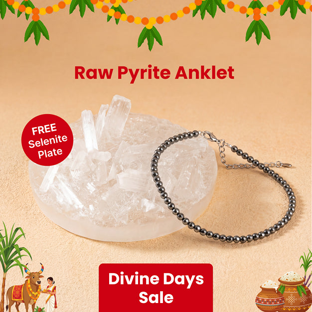 Raw Pyrite Anklet with FREE Selenite Plate